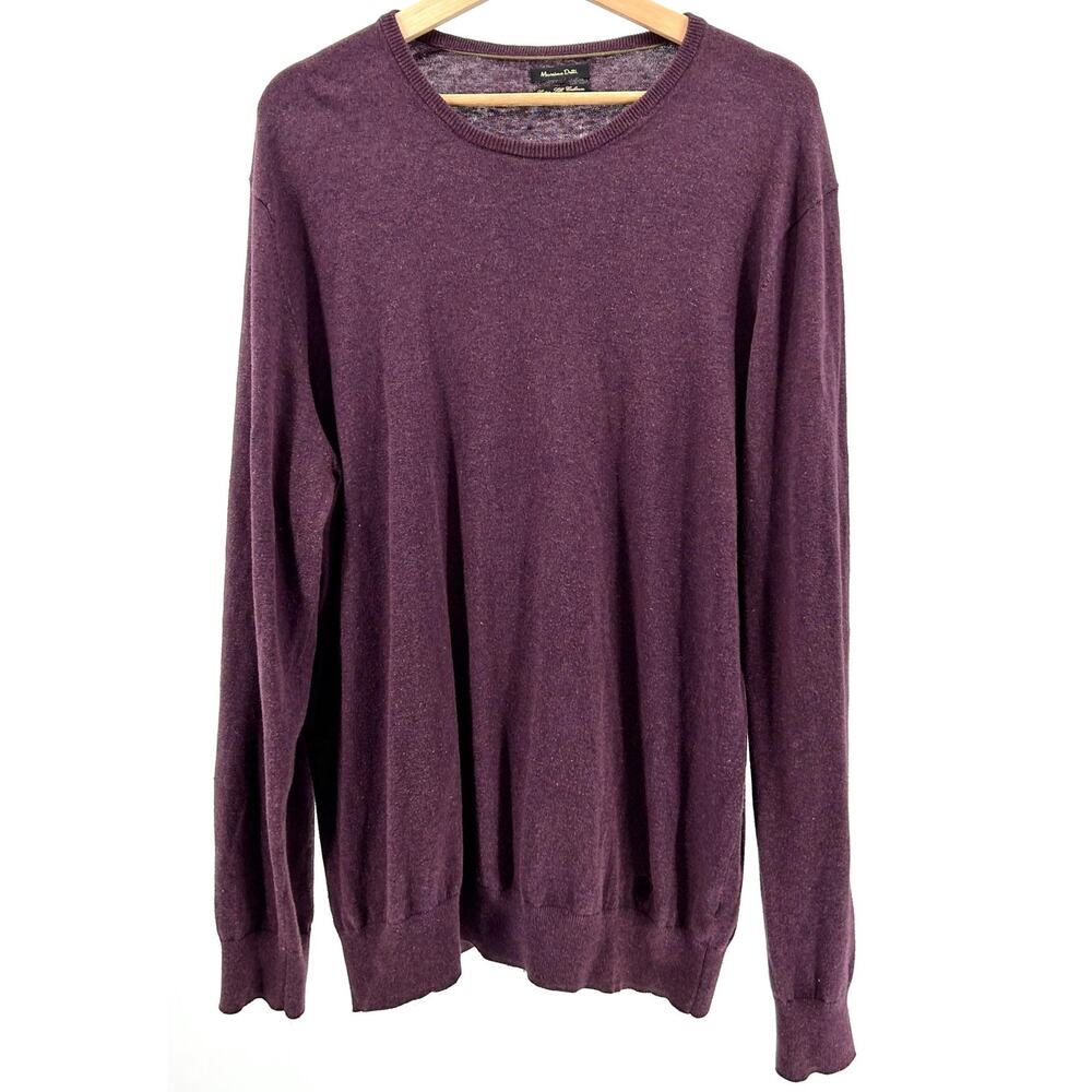 Massimo Dutti Plum Cotton Silk Cashmere Elbow Patch Sweater